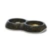 Voerbak Delice Dubbel Marble Zwart / Goud 26X15,5X4 Cm 2X200 Ml