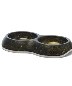 Voerbak Delice Dubbel Marble Zwart / Goud 26X15,5X4 Cm 2X200 Ml