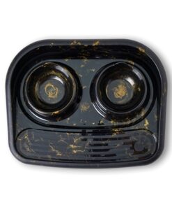 Butler Voerbak En Drinkbak Met Plateau Marble Zwart / Goud 45X36X8 Cm 2X300 Ml