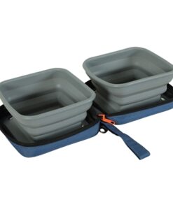 Bvk 2In1 Opvouwbare Voerbak En Drinkbak Blauw 2X700 Ml