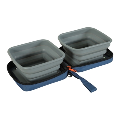 Bvk 2In1 Opvouwbare Voerbak En Drinkbak Blauw 2X700 Ml