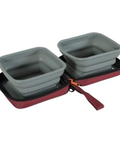 Bvk 2In1 Opvouwbare Voerbak En Drinkbak Rood 2X700 Ml