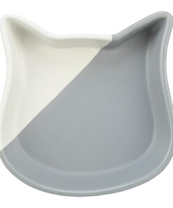 Voerbak Kat Kattenkop Keramiek Grijs / Wit 13 Cm 200 Ml