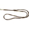 Hondenriem Pure Verstelbaar Rond Gestikt Leer Bruin 200X1 Cm