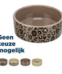 Voerbak / Drinkbak Leo Kat Keramiek Panterprint Assorti 12 Cm 300 Ml