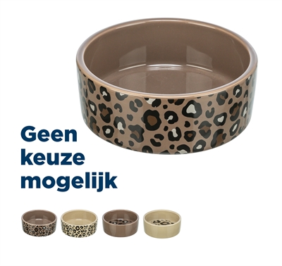 Voerbak / Drinkbak Leo Kat Keramiek Panterprint Assorti 12 Cm 300 Ml