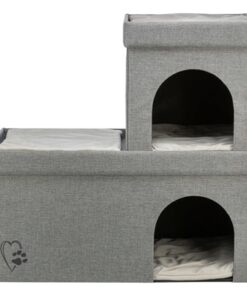 Kattenmand / Kattenhuis Kimy Soft 2 Verdiepingen Lichtgrijs 76X37X72  Cm