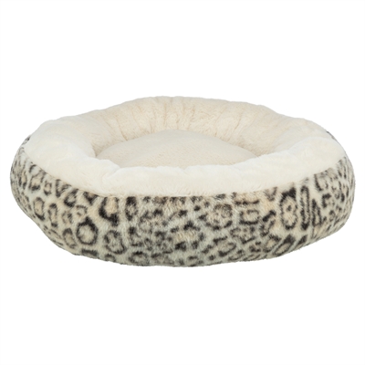Hondenmand Leo Soft Rond Pluche Creme / Panterprint 50 Cm