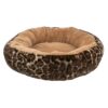 Hondenmand Leo Soft Rond Pluche Bruin / Panterprint 50 Cm