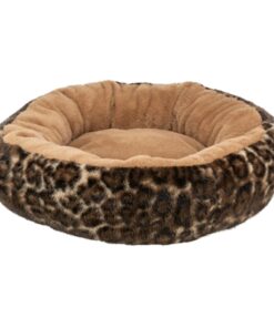 Hondenmand Leo Soft Rond Pluche Bruin / Panterprint 50 Cm