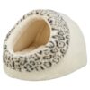 Kattenmand Iglo Leo  Soft Pluche Creme / Panterprint 35X41X26 Cm