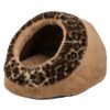 Kattenmand Iglo Leo  Soft Pluche Bruin / Panterprint 35X41X26 Cm
