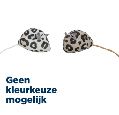 Pluche Muis Panterprint Met Kattenkruid / Catnip Assorti 5 Cm 2 St