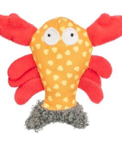 Kreeft Stof / Pluche Met Kattenkruid / Catnip Oranje 9 Cm