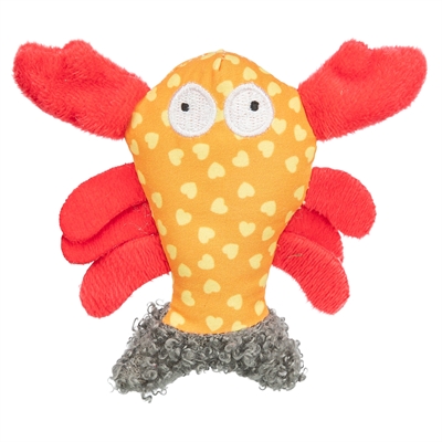 Kreeft Stof / Pluche Met Kattenkruid / Catnip Oranje 9 Cm