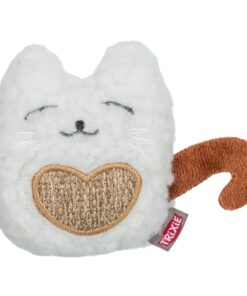 Kat Stof / Pluche Met Kattenkruid / Catnip Wit / Beige 8 Cm