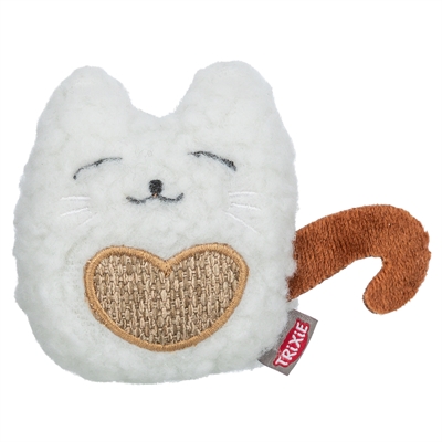 Kat Stof / Pluche Met Kattenkruid / Catnip Wit / Beige 8 Cm