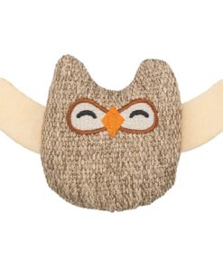 Uil Stof / Pluche Met Kattenkruid / Catnip Beige 8 Cm