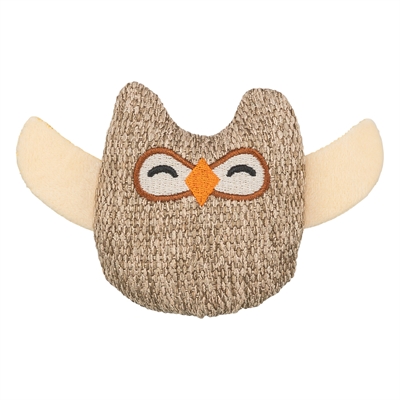 Uil Stof / Pluche Met Kattenkruid / Catnip Beige 8 Cm