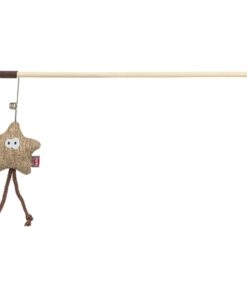 Kattenhengel Ster Hout / Pluche Met Kattenkruid / Catnip 38 Cm