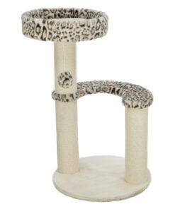 Krabpaal Leo Panterprint Rond Creme 42X42X82 Cm