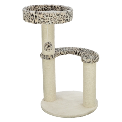 Krabpaal Leo Panterprint Rond Creme 42X42X82 Cm
