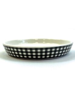 Pet Tabby Patch Voerbak Kat Ruit Keramisch Zwart / Wit 15X15X2 Cm