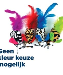 Pet Tabby Patch Safari Muis Met Veren Assorti 8X4,5X3,5 Cm