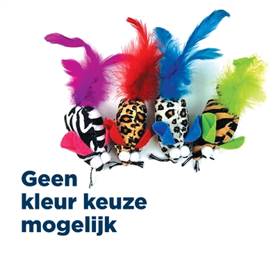 Pet Tabby Patch Safari Muis Met Veren Assorti 8X4,5X3,5 Cm