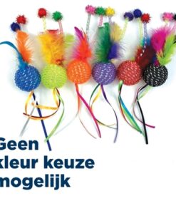 Pet Tabby Patch Glitterbal Met Ratel En Veren 20X4,5X4,5 Cm