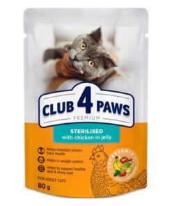 4 Paws Premium Adult Sterilised Pouch Kip In Gelei 24X80 Gr