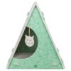 Kattenmand Speelbox Lucy Driehoekig Vilt Zand / Groen 46X38X50 Cm