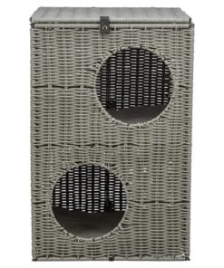 Kattenmand Amalia Hoekig Polyrattan Grijs 37X35X57 Cm