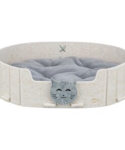 Kattenmand Emelie Vilt Ovaal Zand / Grijs 50X42X9 Cm