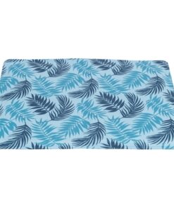 Koelmat Met Palmbladeren Print Lichtblauw 40X30 Cm