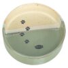 Voerbak / Drinkbak Met Pootprint Keramiek Groen / Beige 12X12X3,5 Cm
