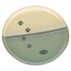 Voerbak / Drinkbak Kat Keramiek Groen / Beige 16X16X2 Cm