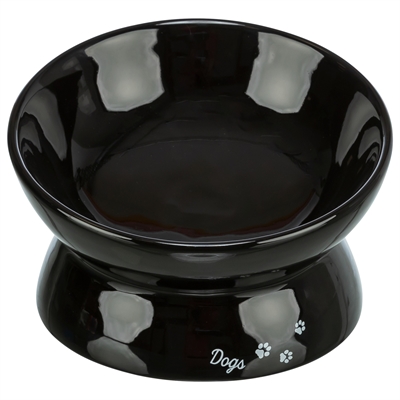 Voerbak / Drinkbak Dogs Keramiek Verhoogd Zwart 17X17X13,5 Cm