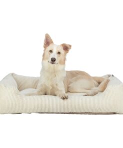 Vital Hondenmand Jonna Hoekig Ribfluweel Creme 120X80 Cm