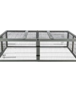 Ren Met Afdekking Hout Grijs 174X109X48 Cm
