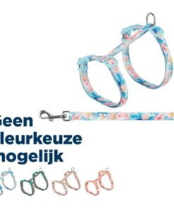 Kattentuigje Met Riem Flower Power Motief Assorti 35-59X1,3 Cm