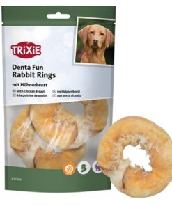 Denta Fun Rabbit Rings Met Kippenborst 9,5 Cm 100 Gr
